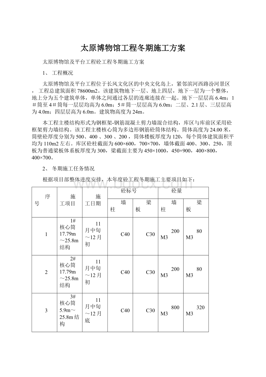 太原博物馆工程冬期施工方案.docx_第1页