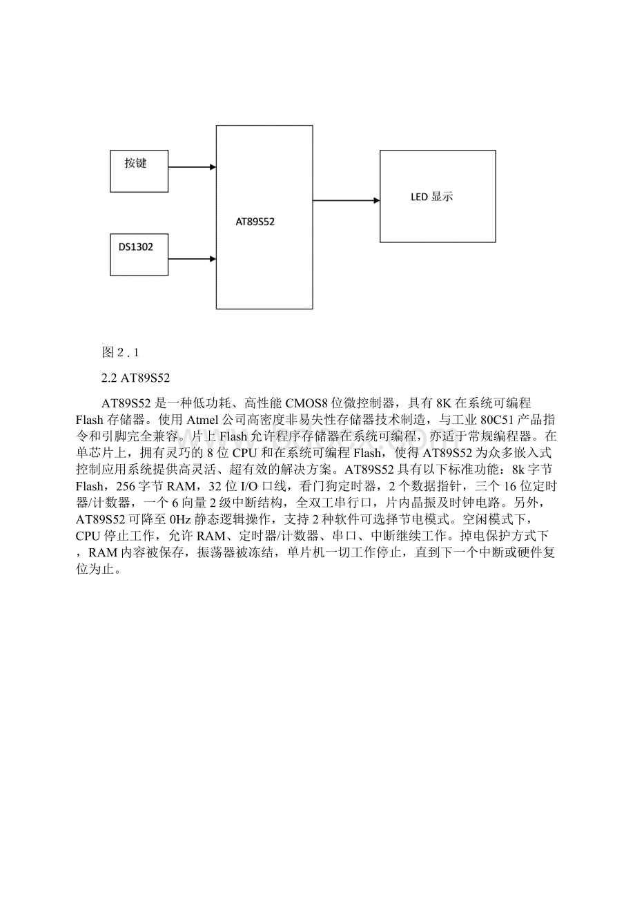 基于AT89S52单片机的万年历设计文档格式.docx_第3页