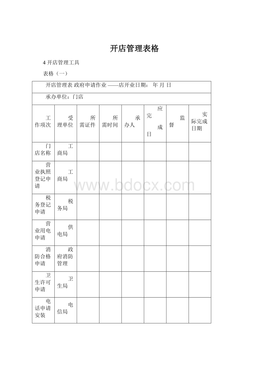 开店管理表格.docx_第1页