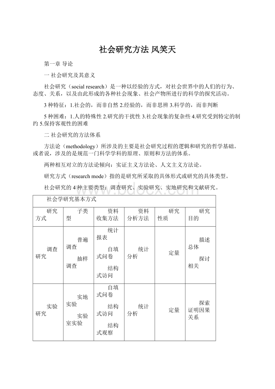 社会研究方法 风笑天Word文档下载推荐.docx