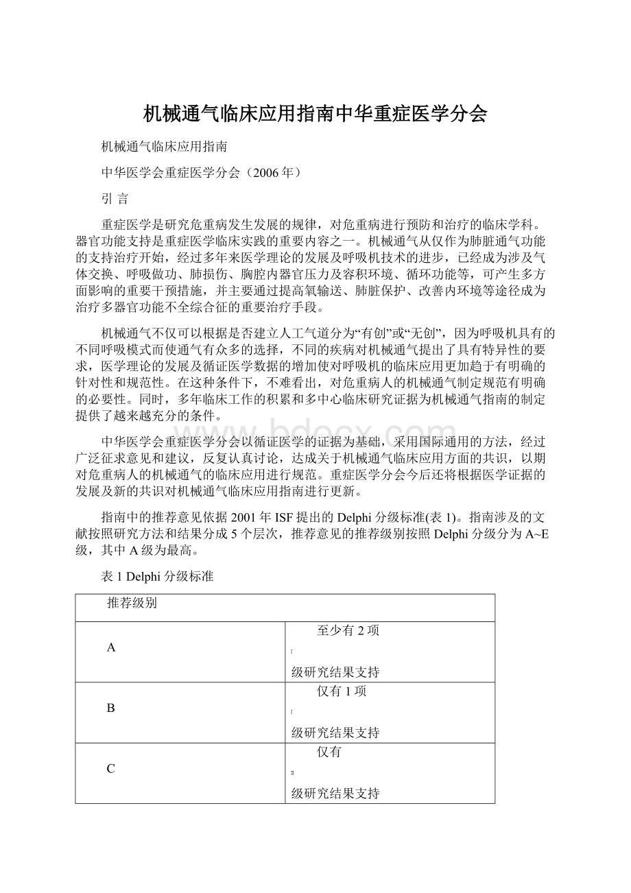 机械通气临床应用指南中华重症医学分会Word文档格式.docx_第1页