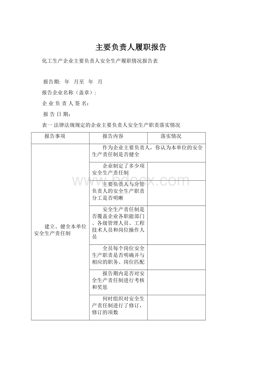 主要负责人履职报告Word文档格式.docx_第1页