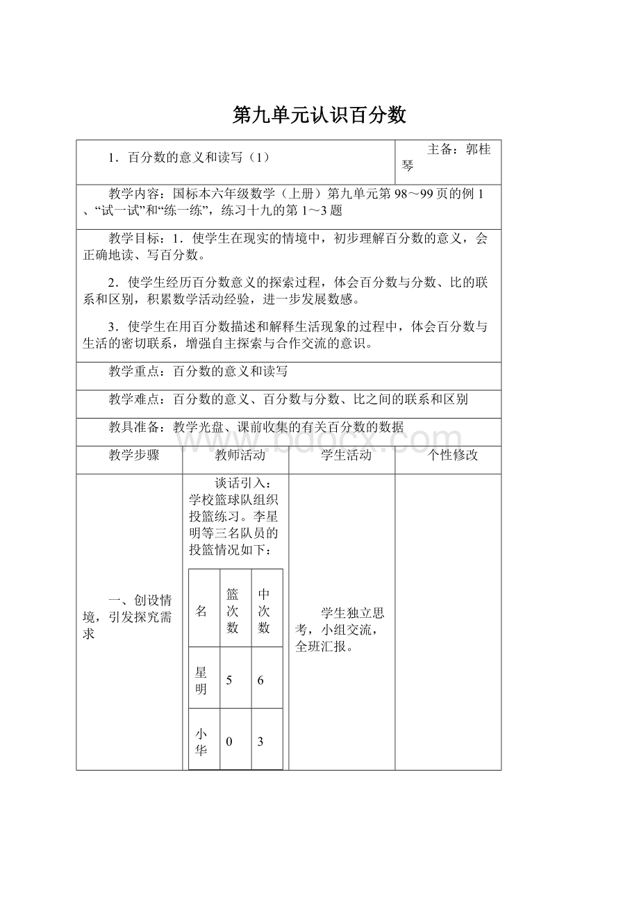 第九单元认识百分数.docx_第1页