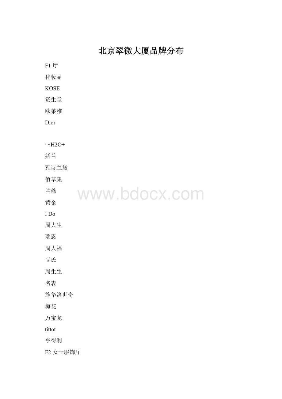 北京翠微大厦品牌分布Word文件下载.docx_第1页