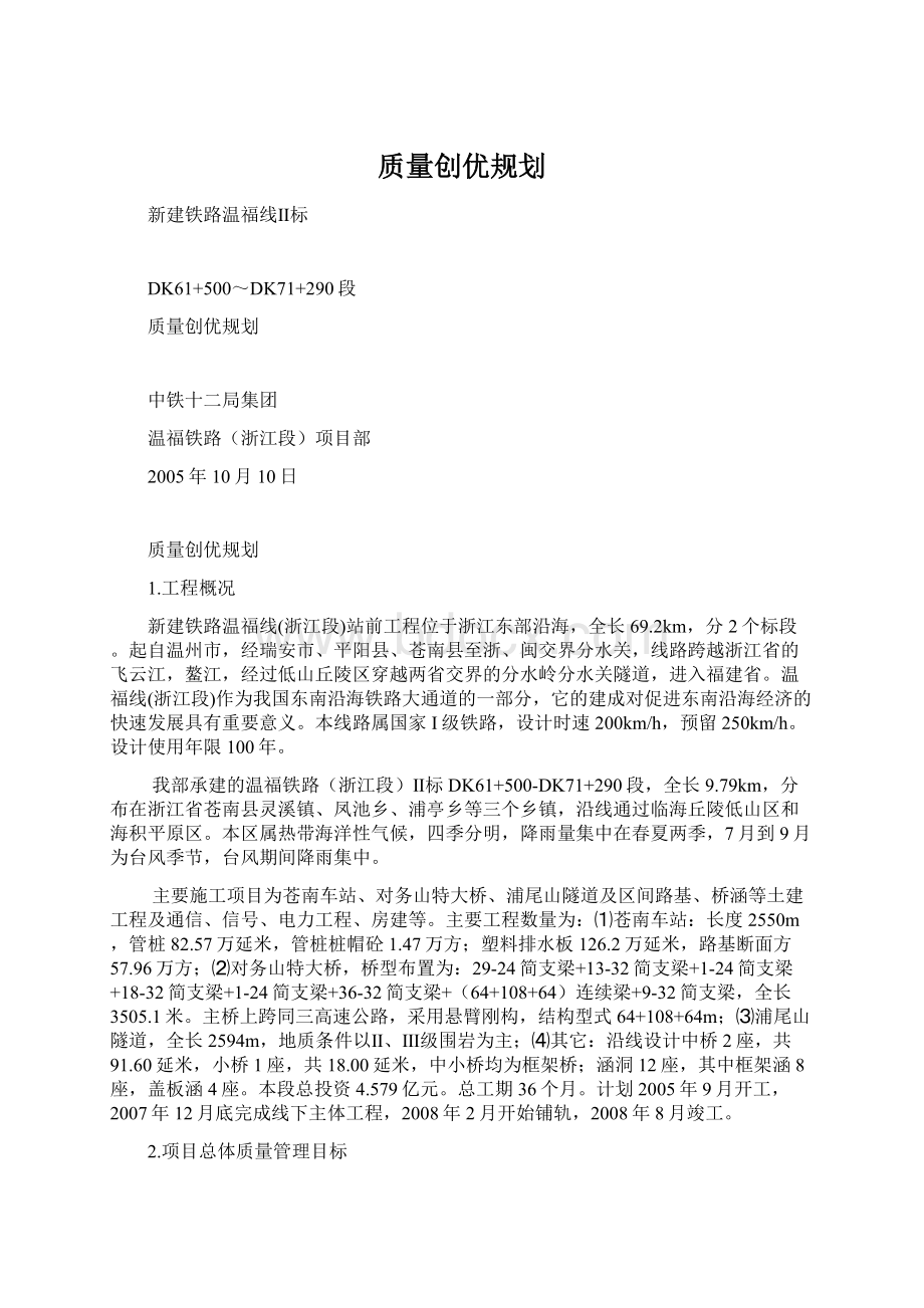 质量创优规划Word格式.docx