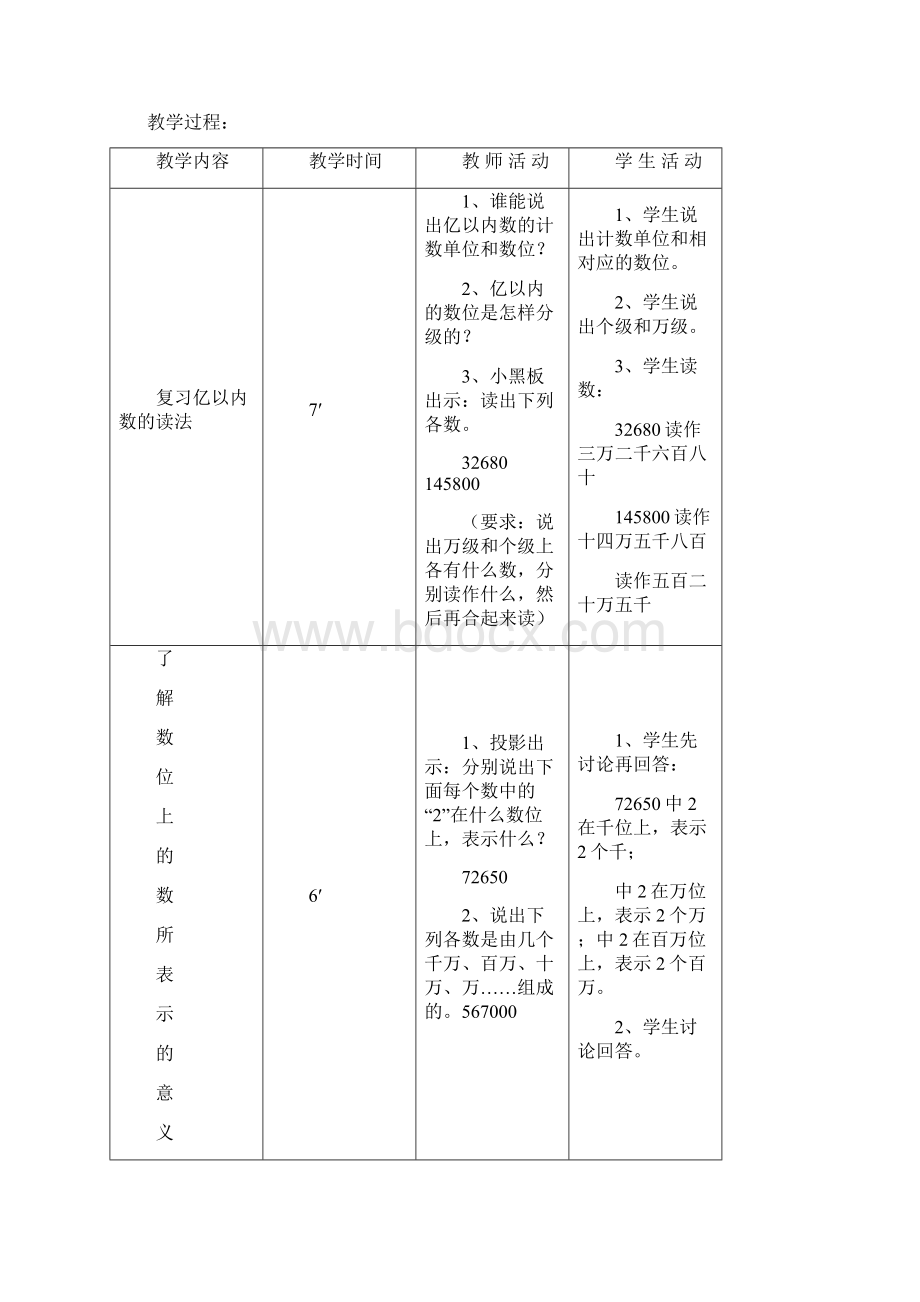 人教版四年级数学上册第一单元《大数的认识》教案2Word文档下载推荐.docx_第3页