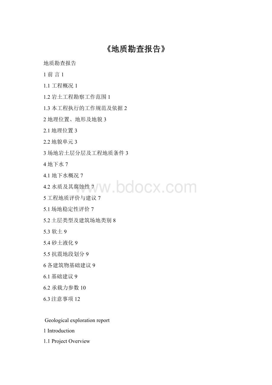 《地质勘查报告》Word格式.docx_第1页