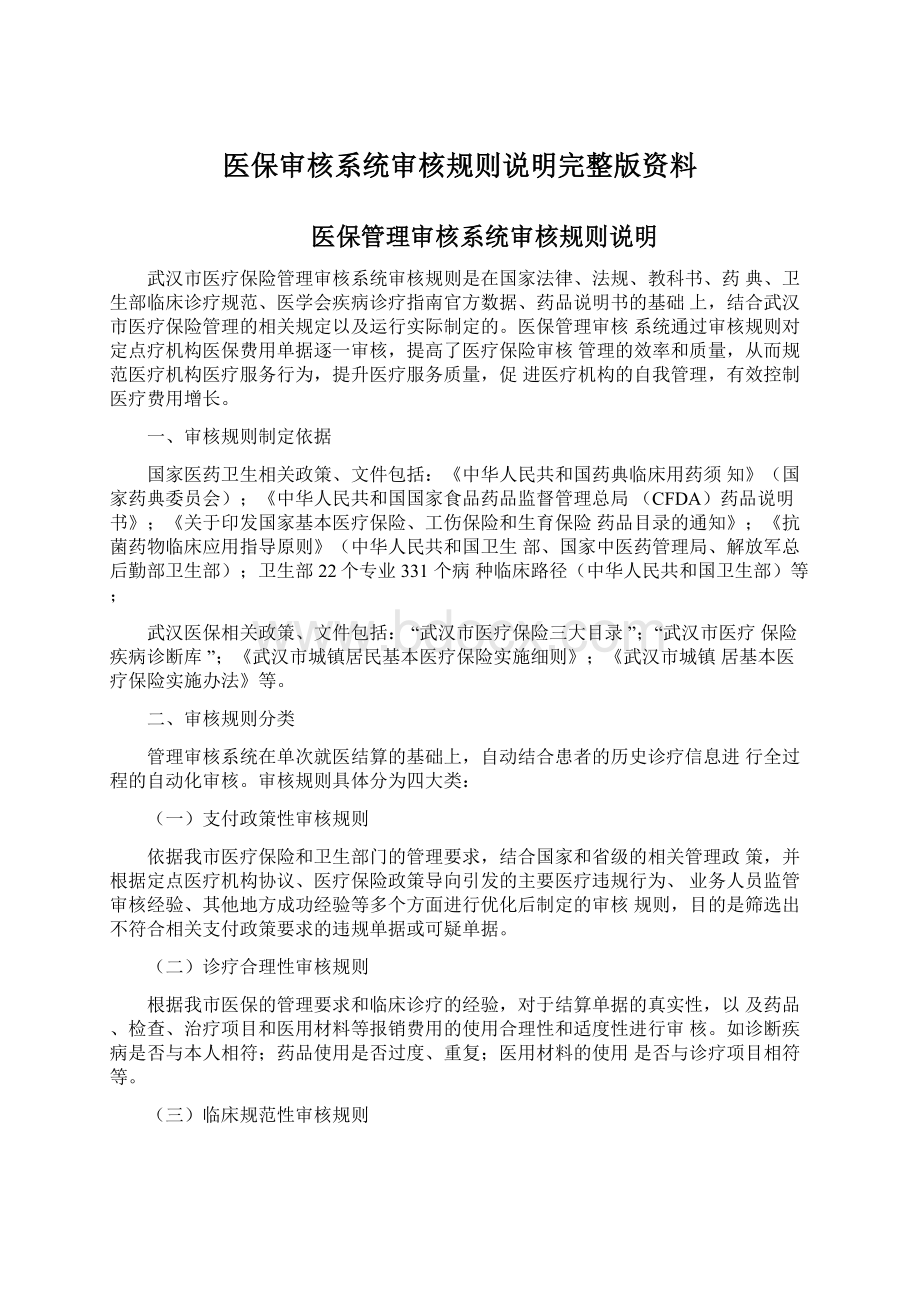 医保审核系统审核规则说明完整版资料Word文件下载.docx