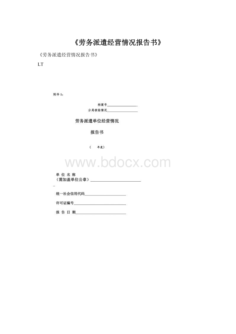 《劳务派遣经营情况报告书》Word下载.docx