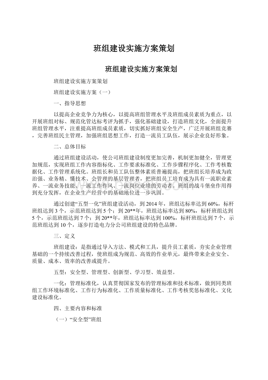 班组建设实施方案策划Word格式.docx