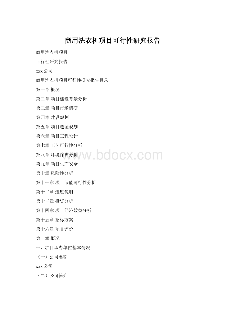 商用洗衣机项目可行性研究报告Word格式.docx