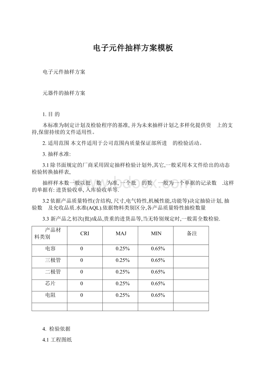 电子元件抽样方案模板文档格式.docx