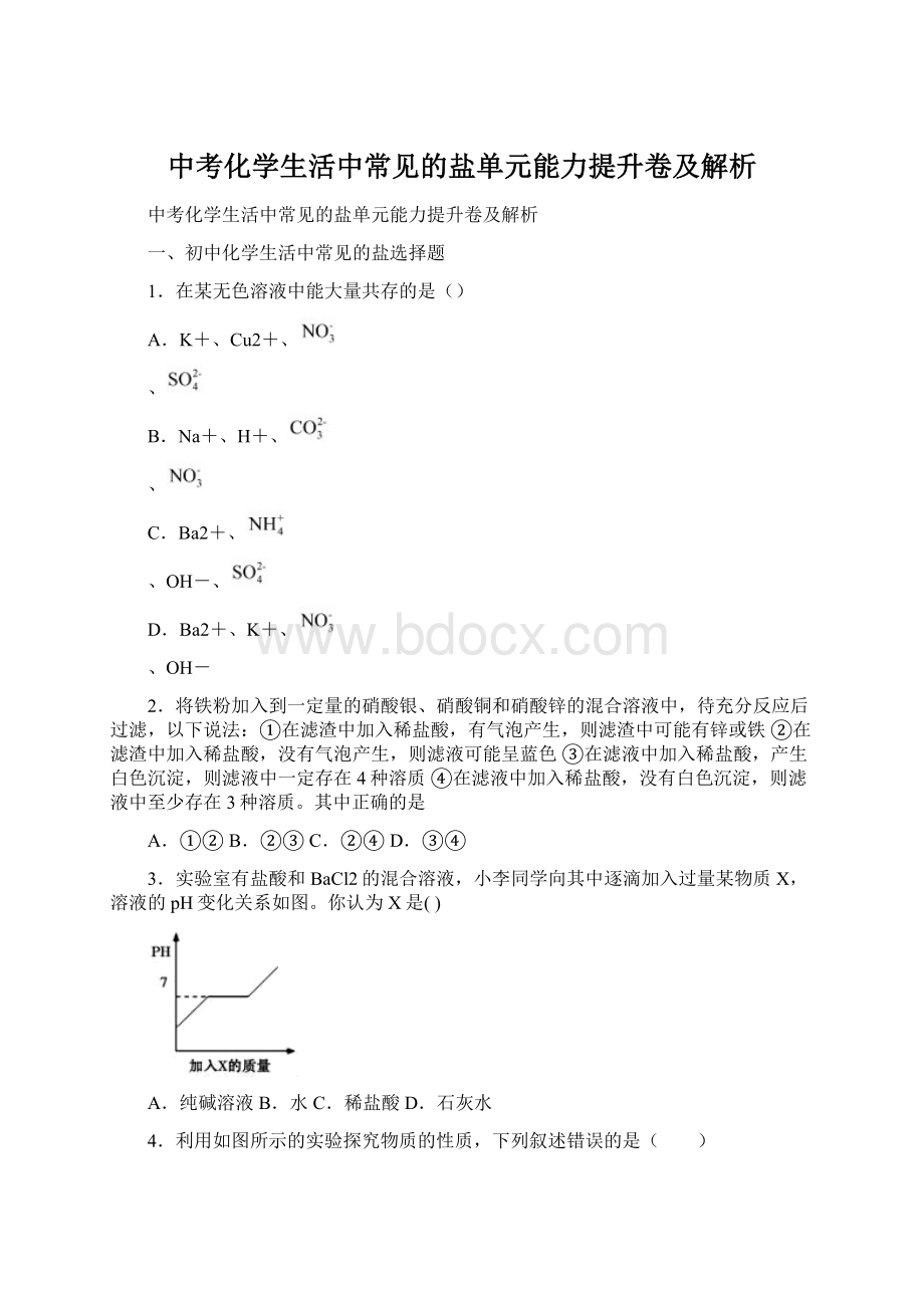 中考化学生活中常见的盐单元能力提升卷及解析Word文档格式.docx