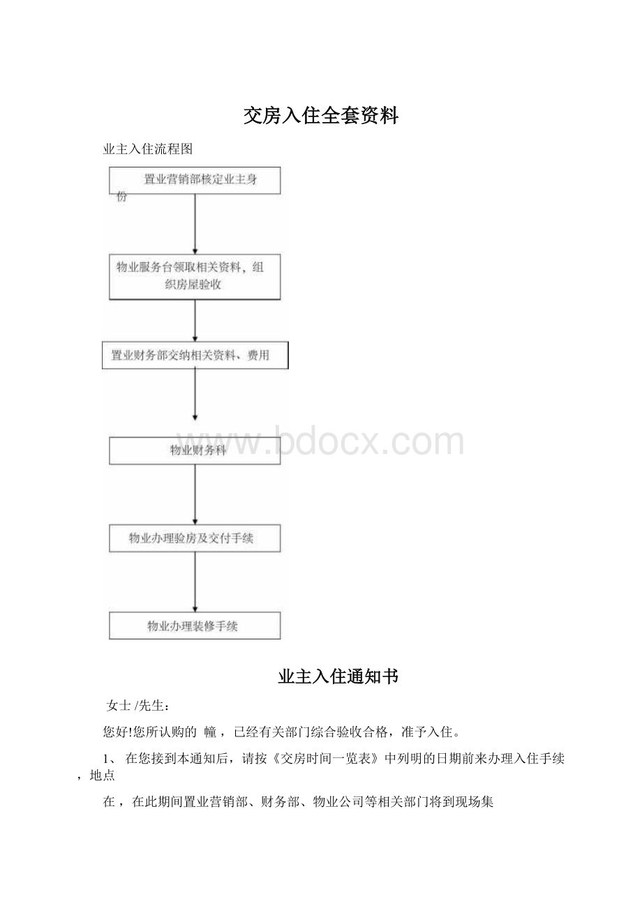 交房入住全套资料.docx_第1页