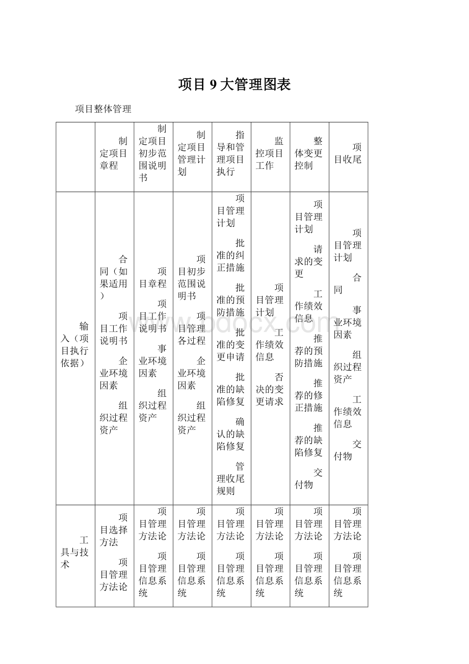 项目9大管理图表.docx