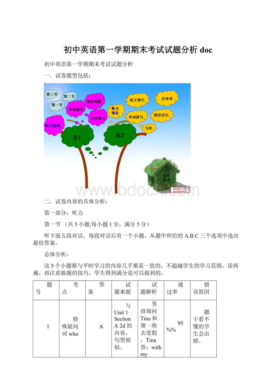 初中英语第一学期期末考试试题分析doc.docx_第1页