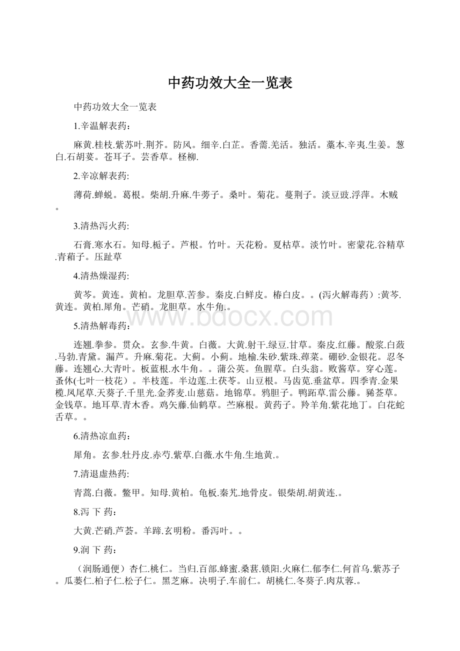 中药功效大全一览表Word格式文档下载.docx