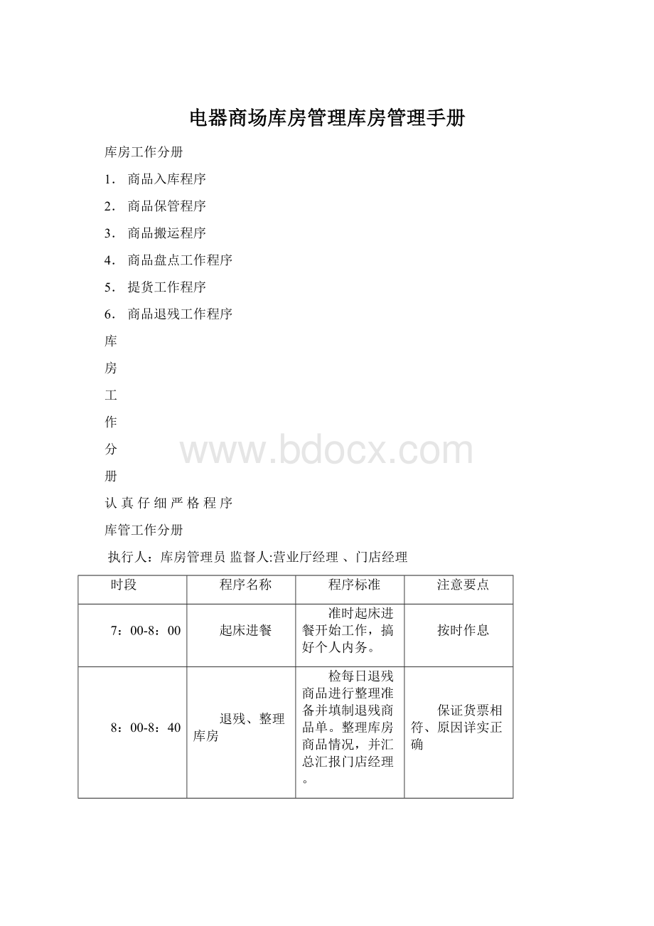 电器商场库房管理库房管理手册Word下载.docx