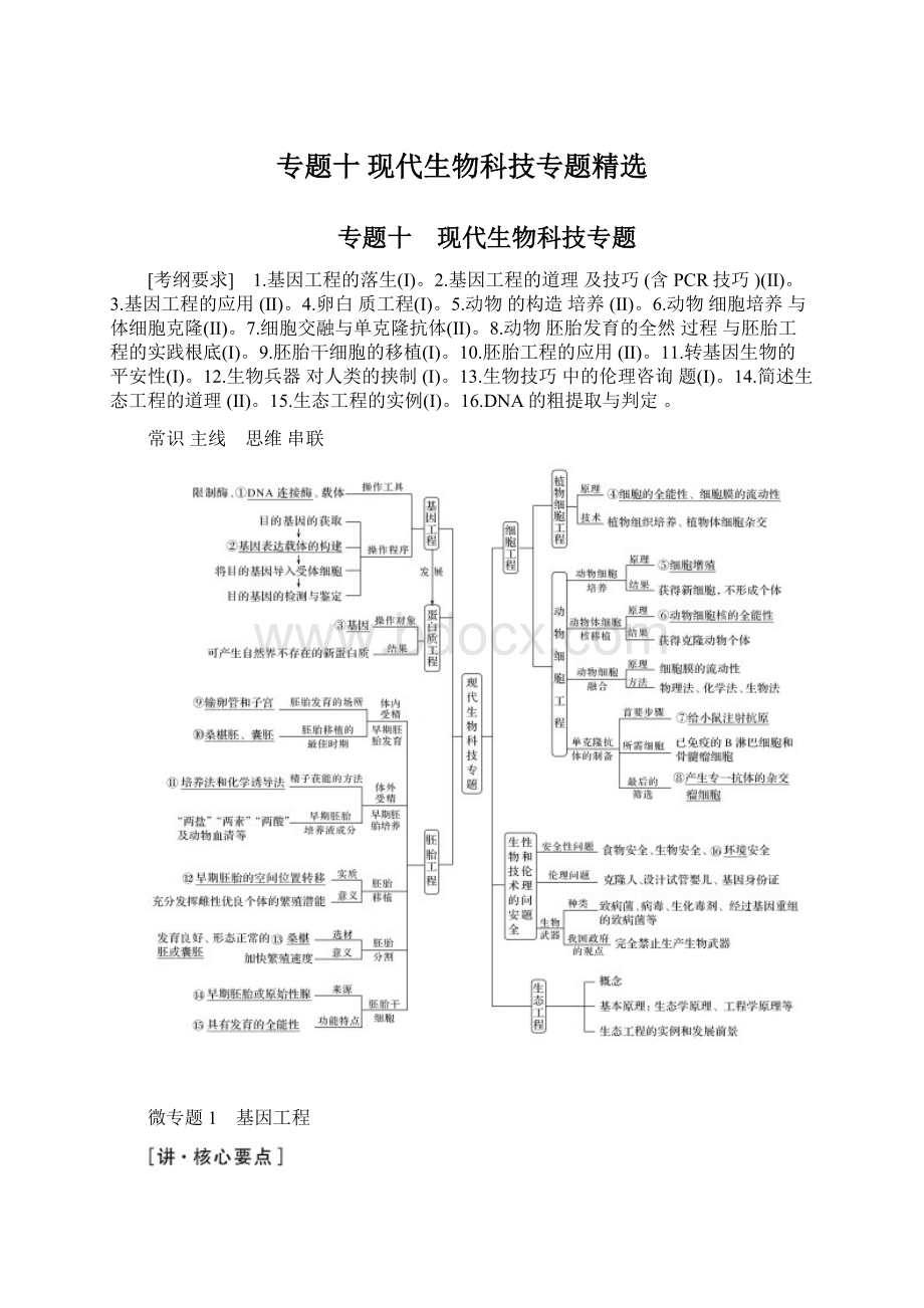 专题十 现代生物科技专题精选.docx_第1页