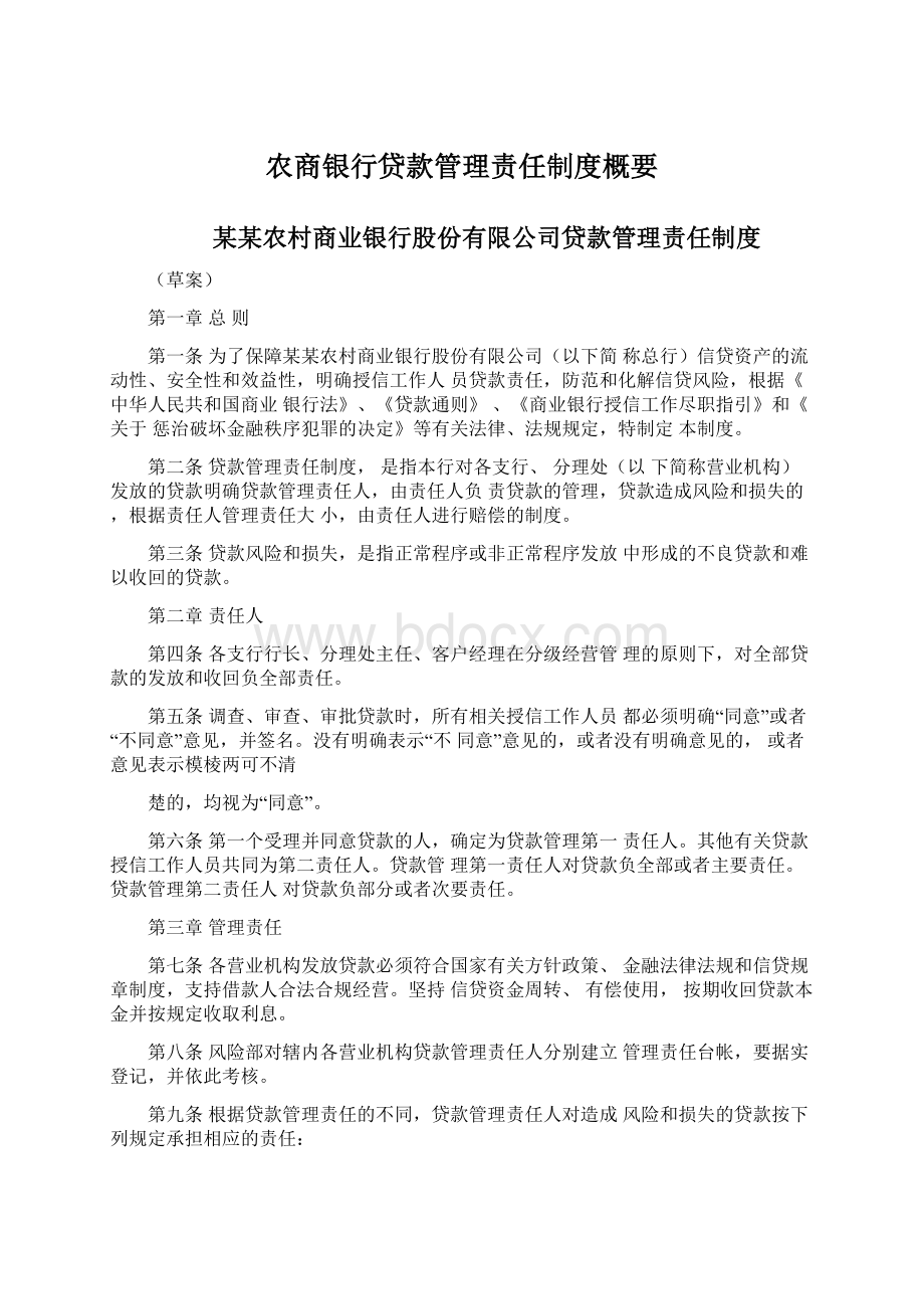 农商银行贷款管理责任制度概要.docx