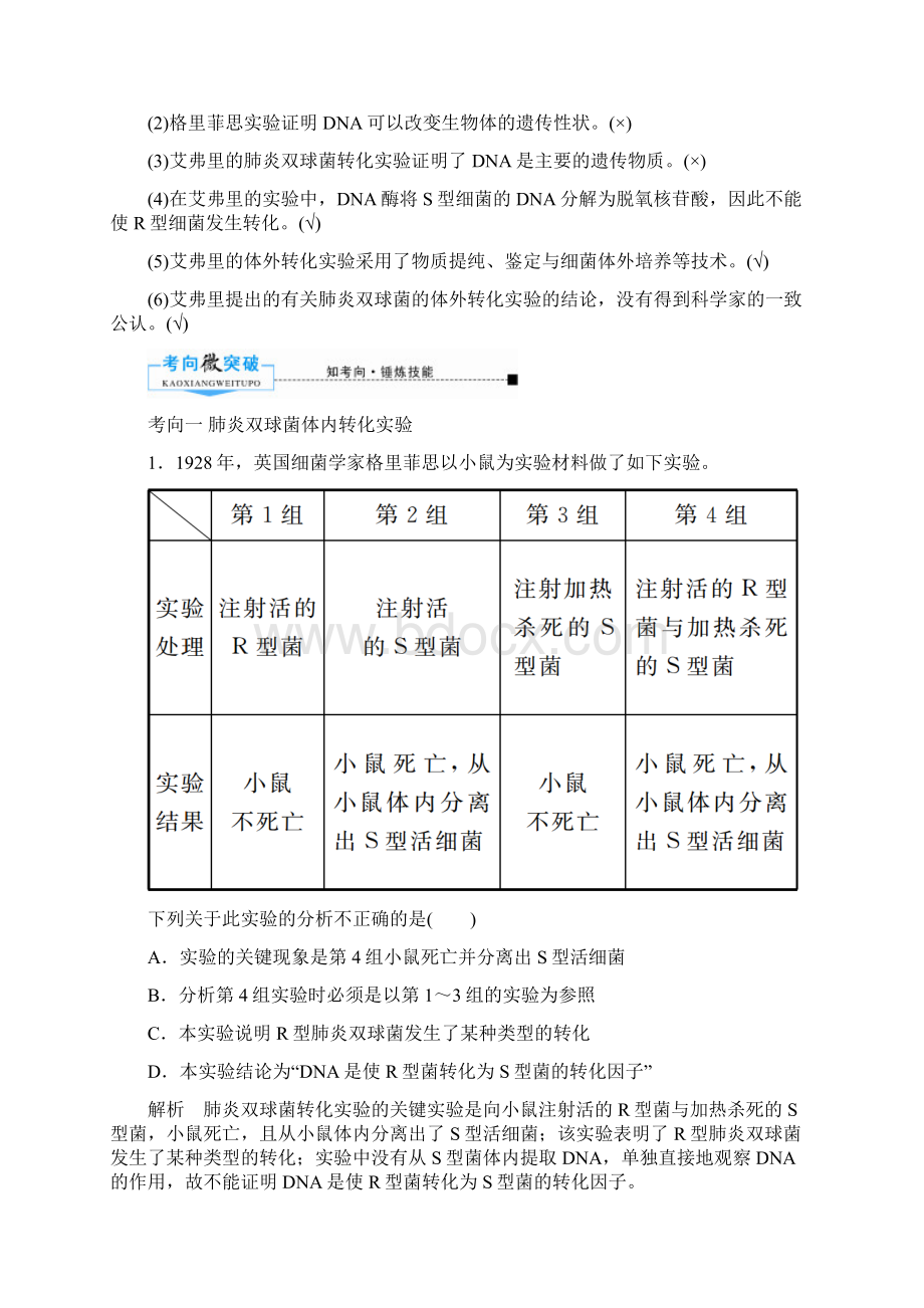 版高考生物一轮复习第六单元遗传的分子基础第01讲DNA是主要的遗传物质教案新人教版.docx_第3页