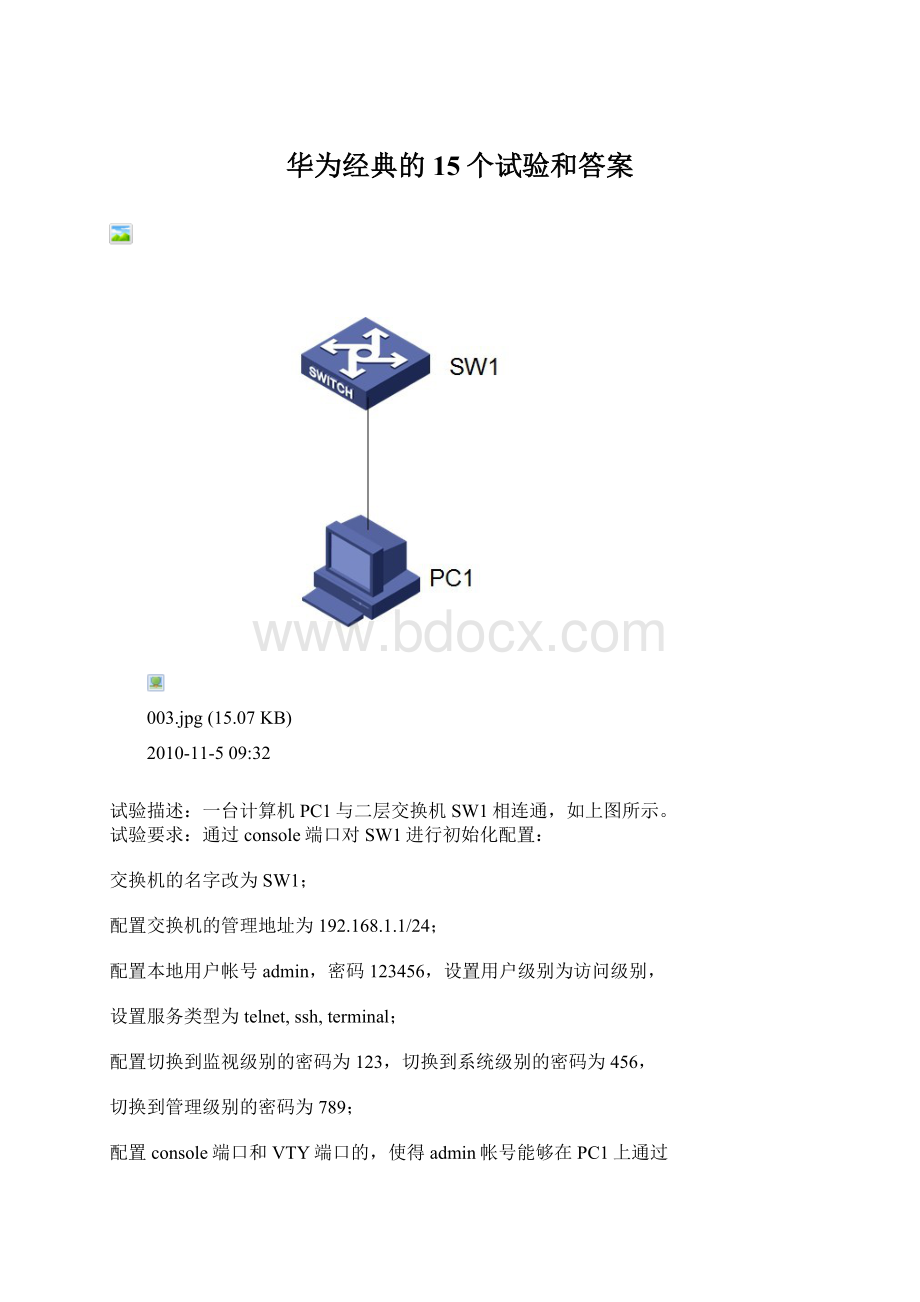 华为经典的15个试验和答案文档格式.docx_第1页