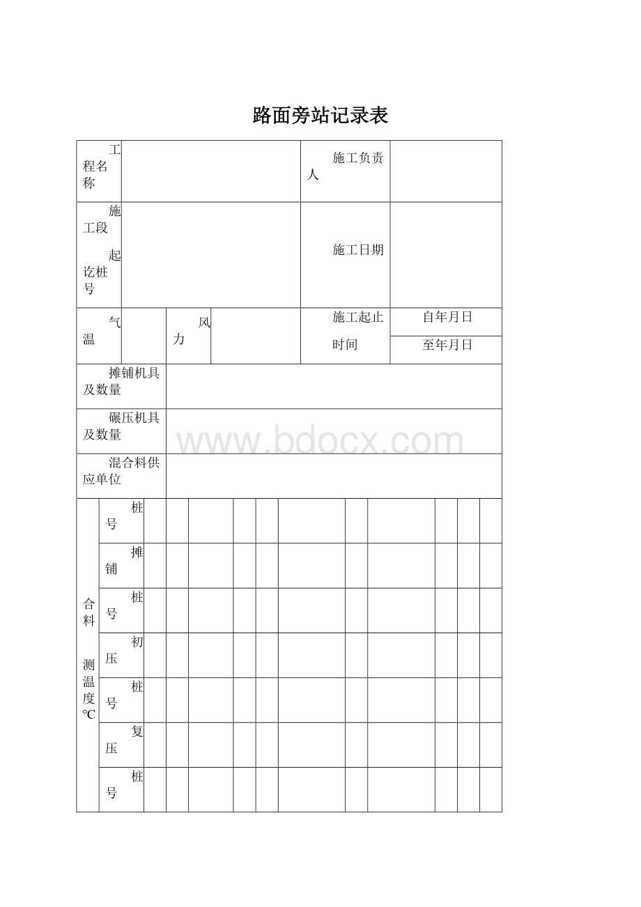 路面旁站记录表.docx_第1页