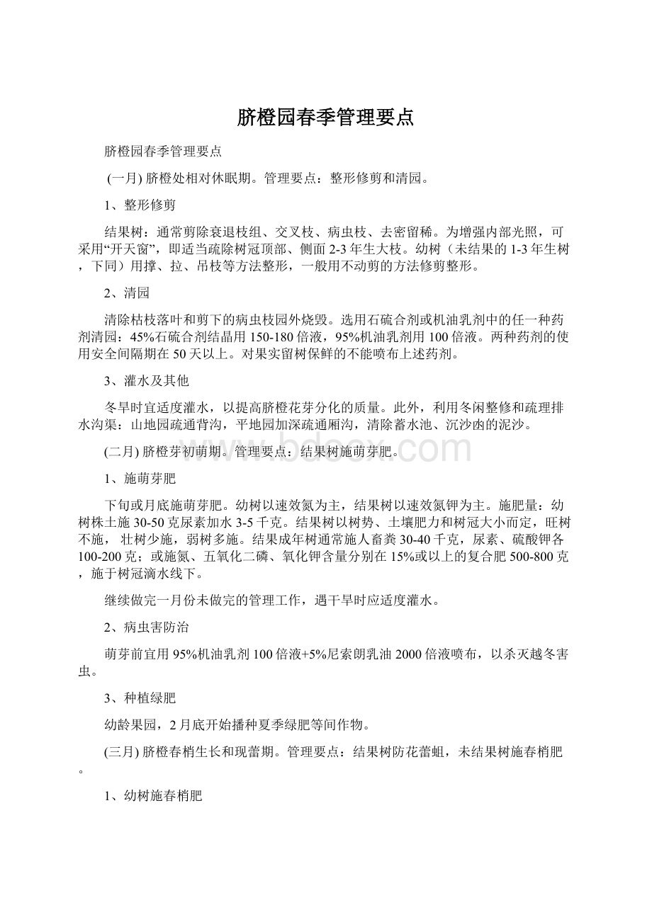 脐橙园春季管理要点文档格式.docx