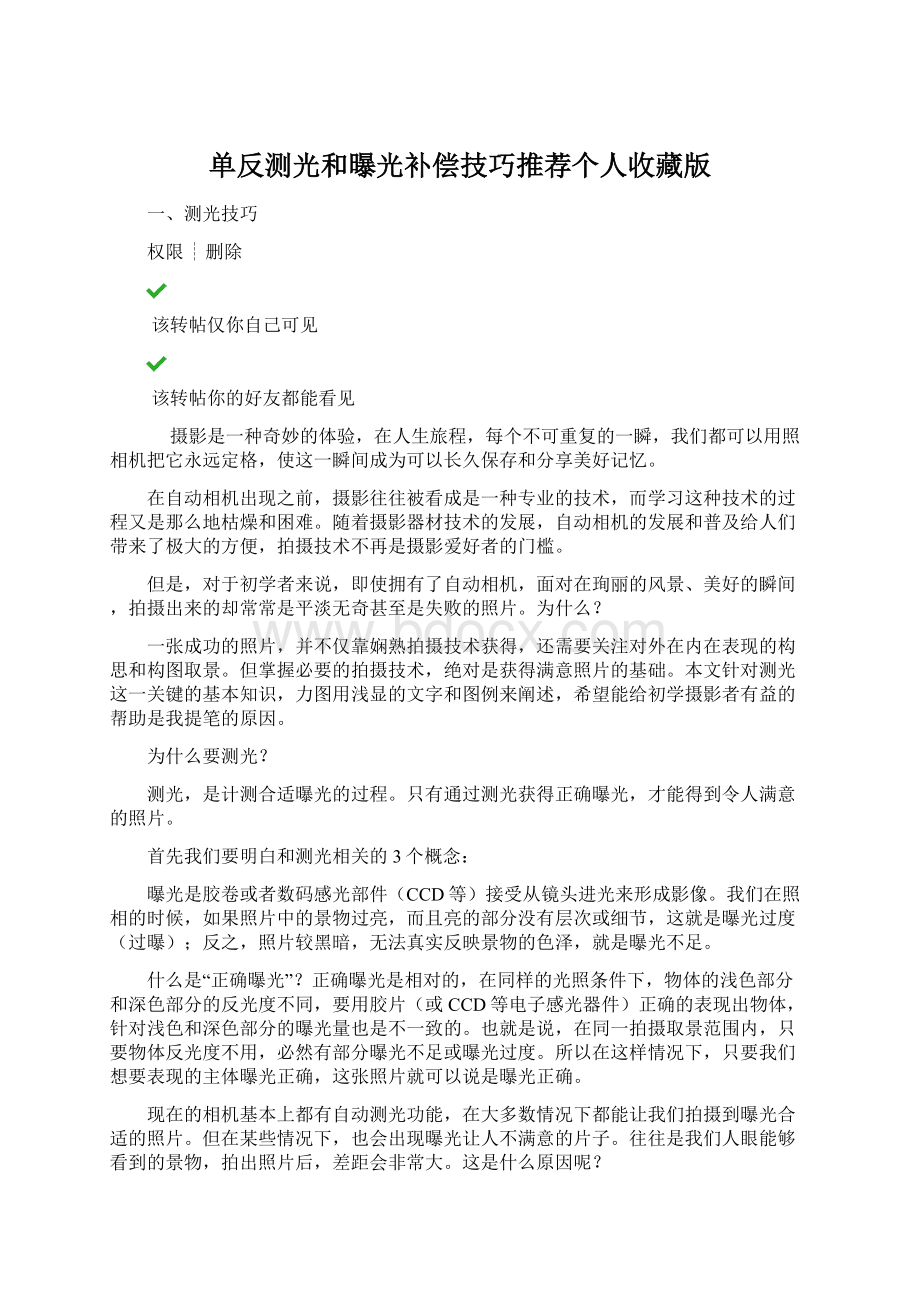 单反测光和曝光补偿技巧推荐个人收藏版Word下载.docx_第1页