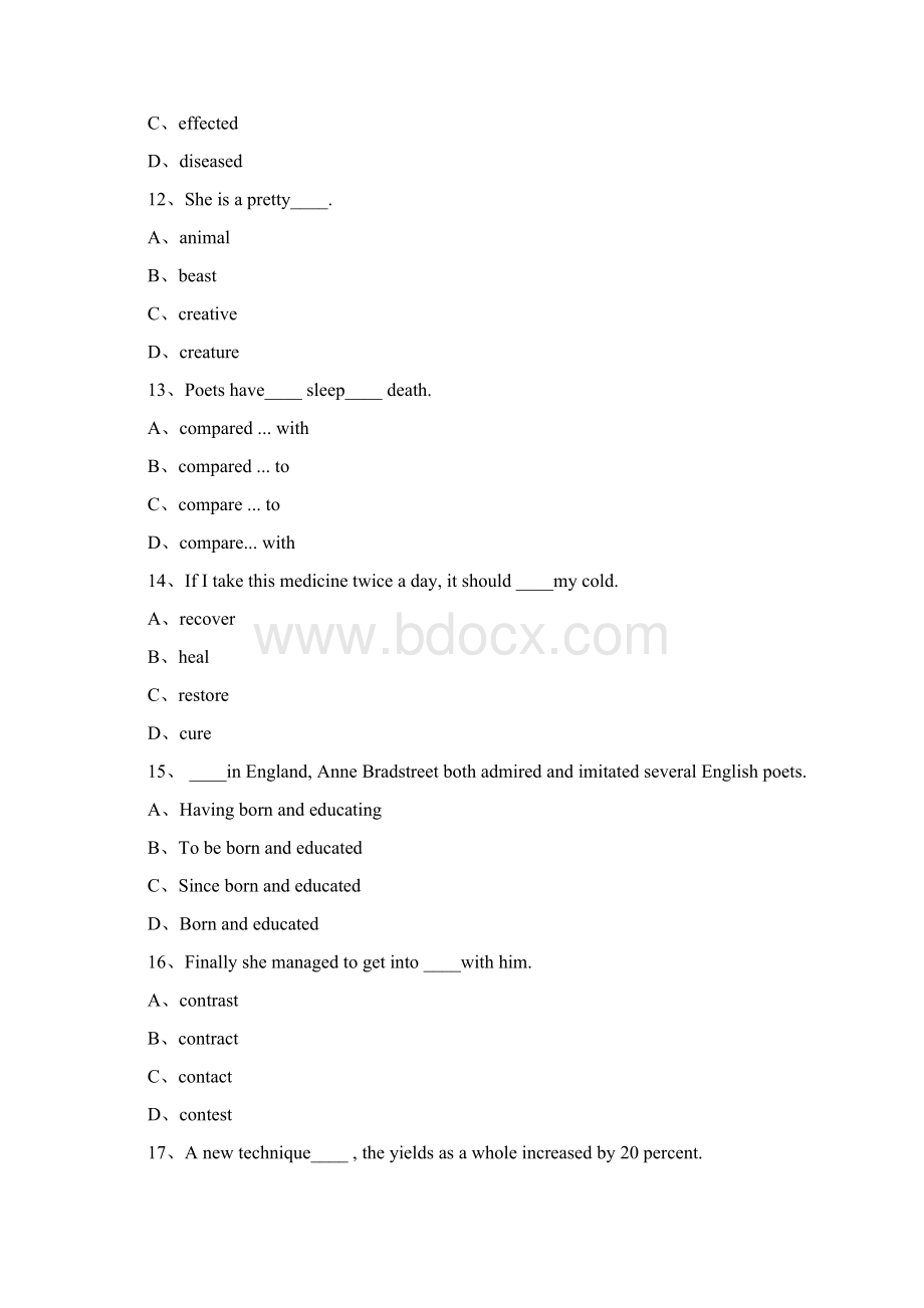 现代远程教育入学考试英语模拟试题高中起点本专科Word文档格式.docx_第3页