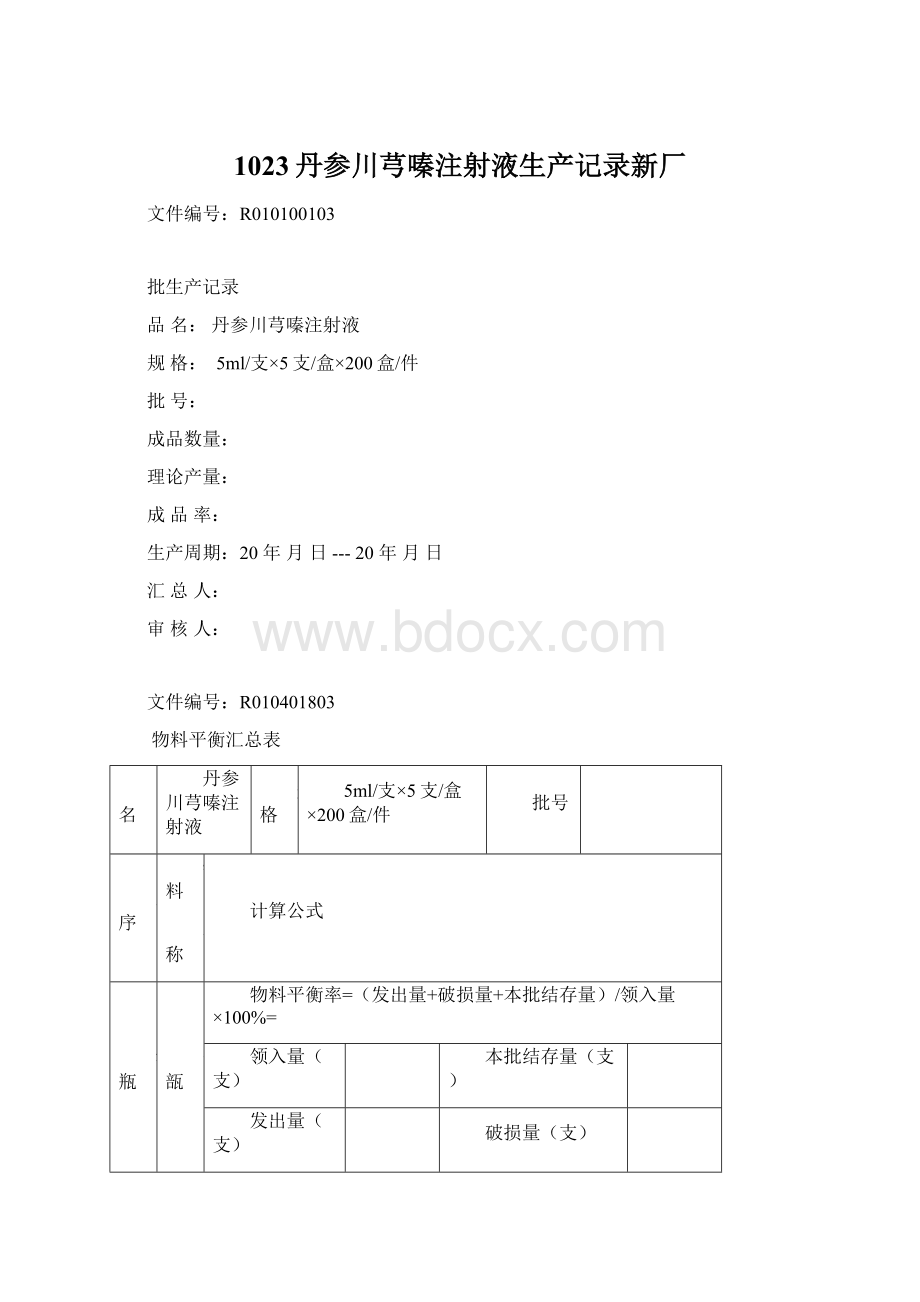 1023丹参川芎嗪注射液生产记录新厂.docx