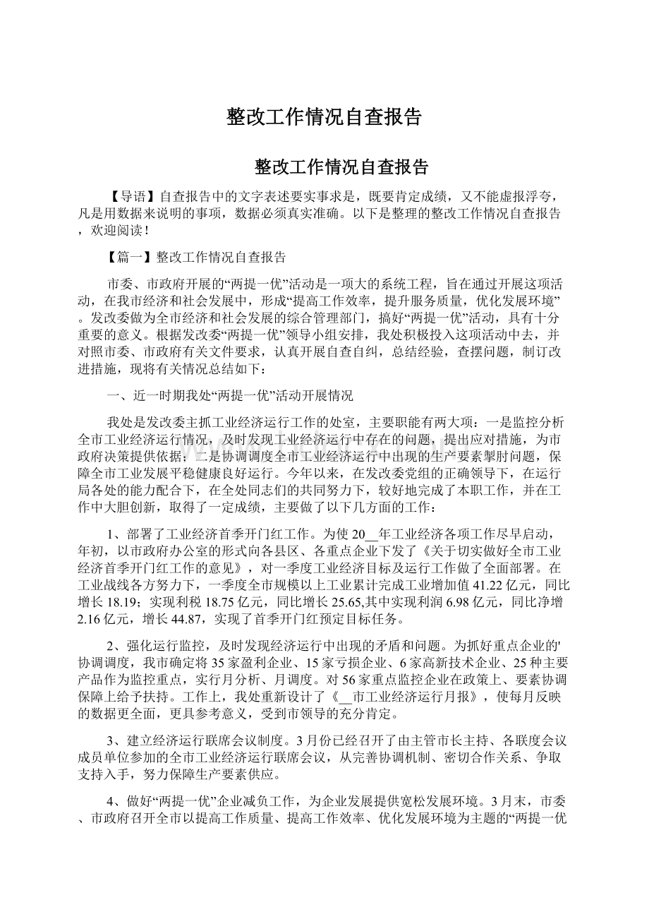 整改工作情况自查报告.docx_第1页