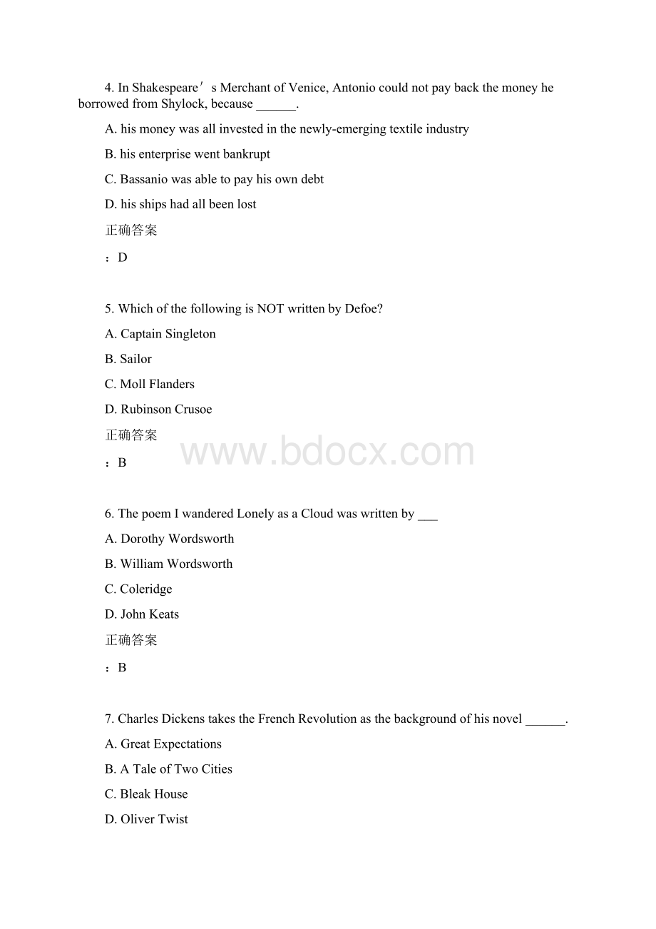 北语15秋《英美文学选读》作业1满分答案.docx_第2页