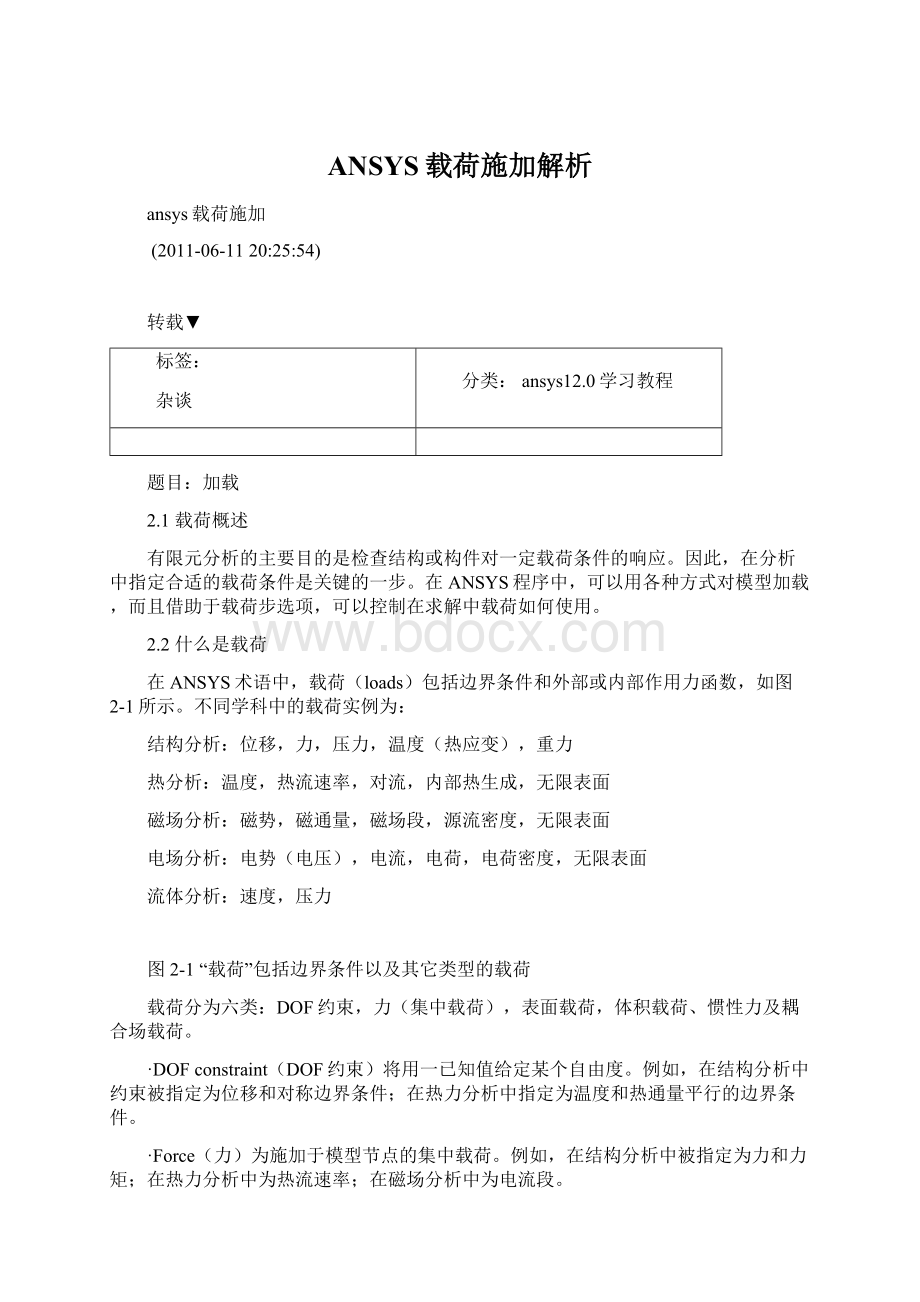 ANSYS载荷施加解析Word格式.docx_第1页