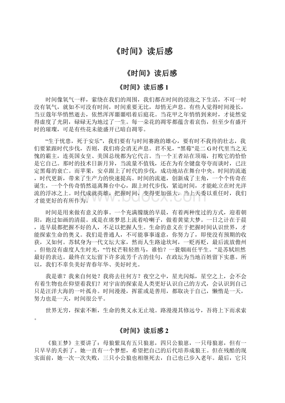 《时间》读后感Word文档下载推荐.docx