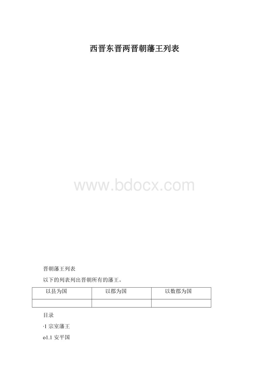 西晋东晋两晋朝藩王列表Word格式文档下载.docx