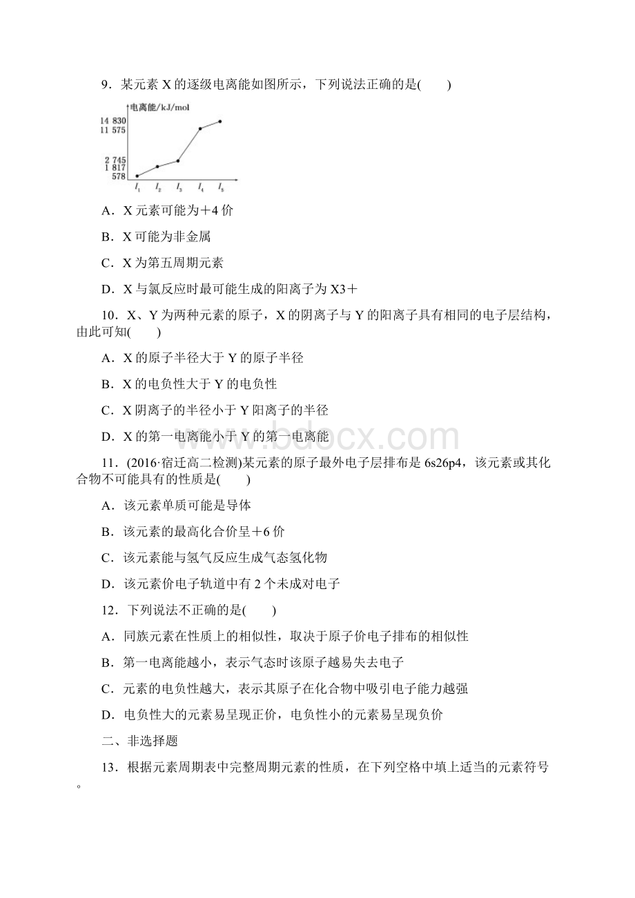 高二化学人教版选修三课下能力提升二 原子结构与元素的性质含答案.docx_第3页