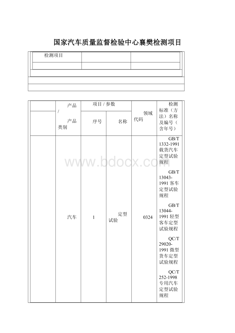 国家汽车质量监督检验中心襄樊检测项目.docx_第1页