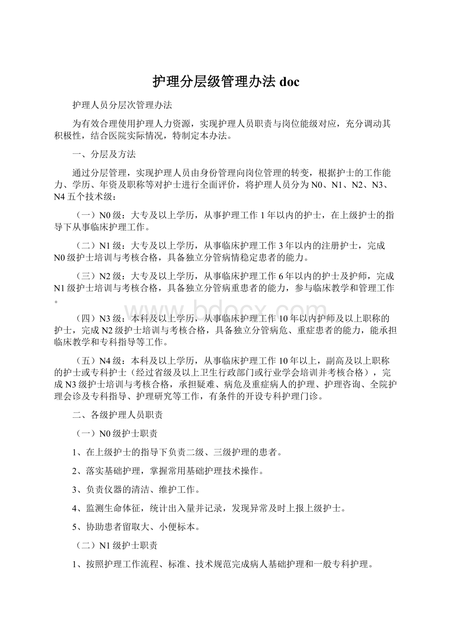 护理分层级管理办法docWord文档格式.docx_第1页