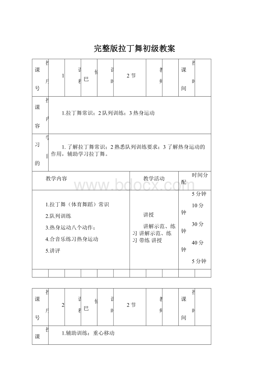 完整版拉丁舞初级教案.docx_第1页