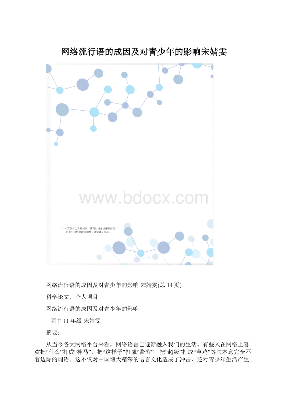 网络流行语的成因及对青少年的影响宋婧雯.docx_第1页