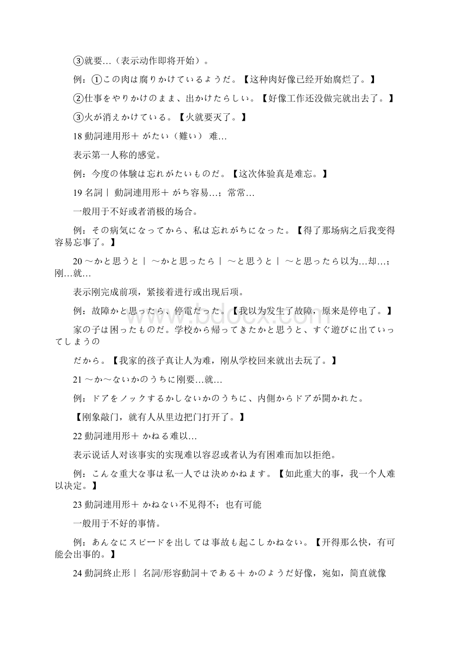 新N2文法190ー中文解释含例句Word下载.docx_第3页