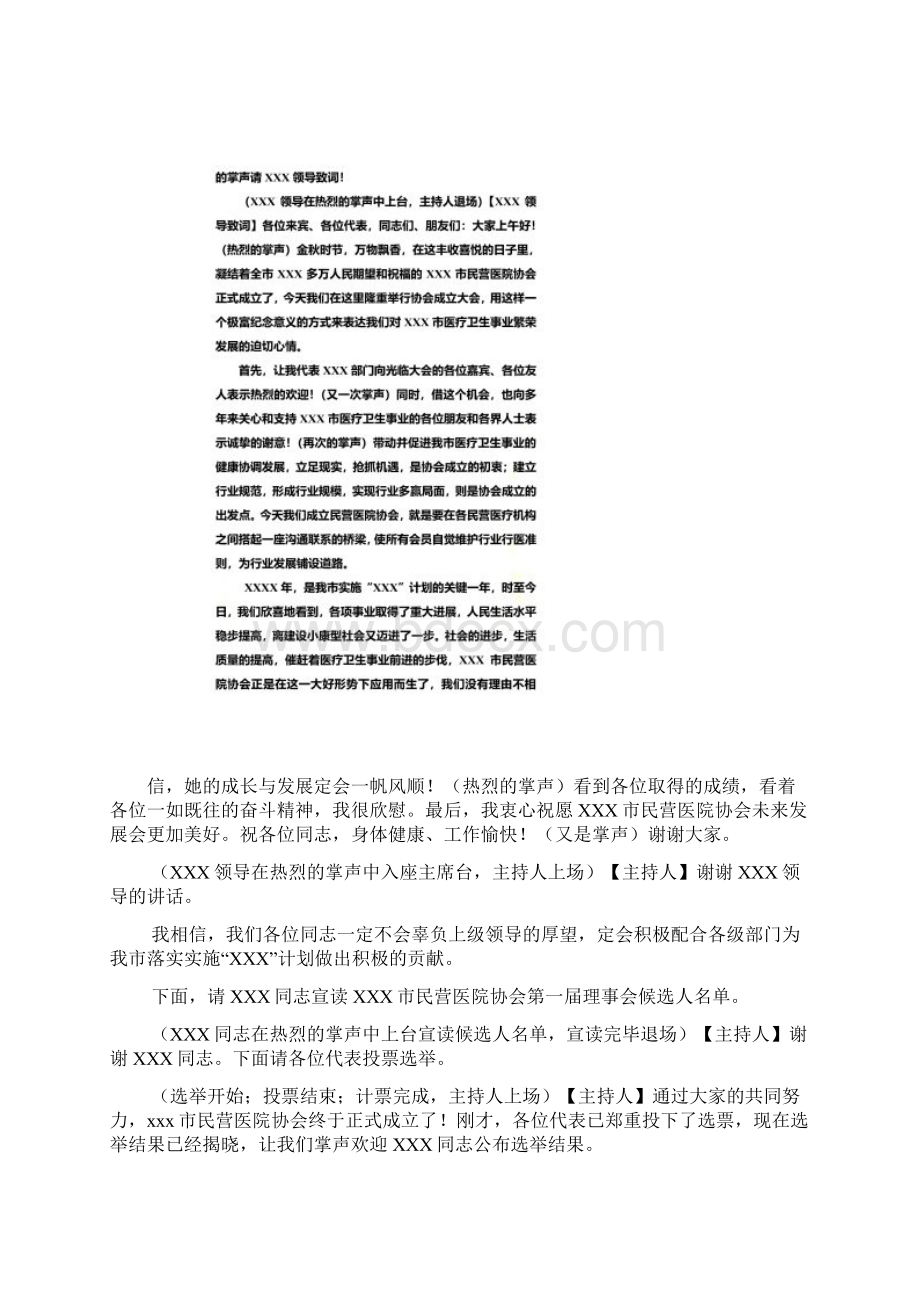 XXX市民营医院协会成立大会主持词Word文件下载.docx_第3页