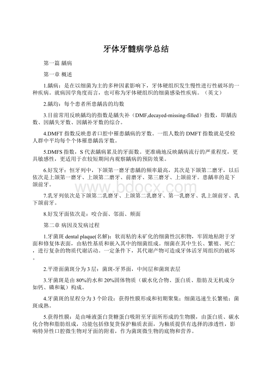 牙体牙髓病学总结Word格式文档下载.docx_第1页