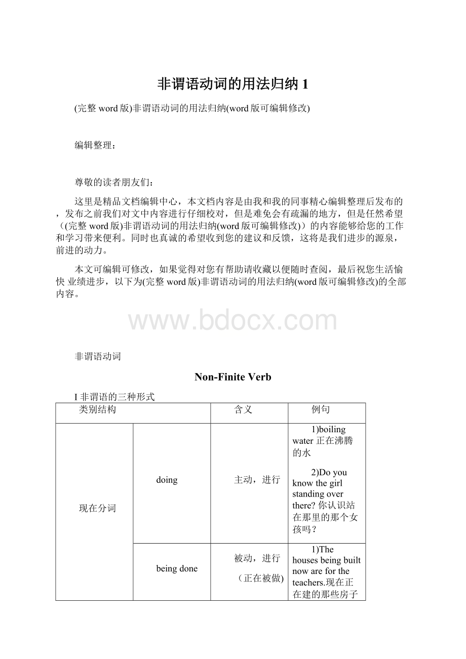 非谓语动词的用法归纳1.docx_第1页