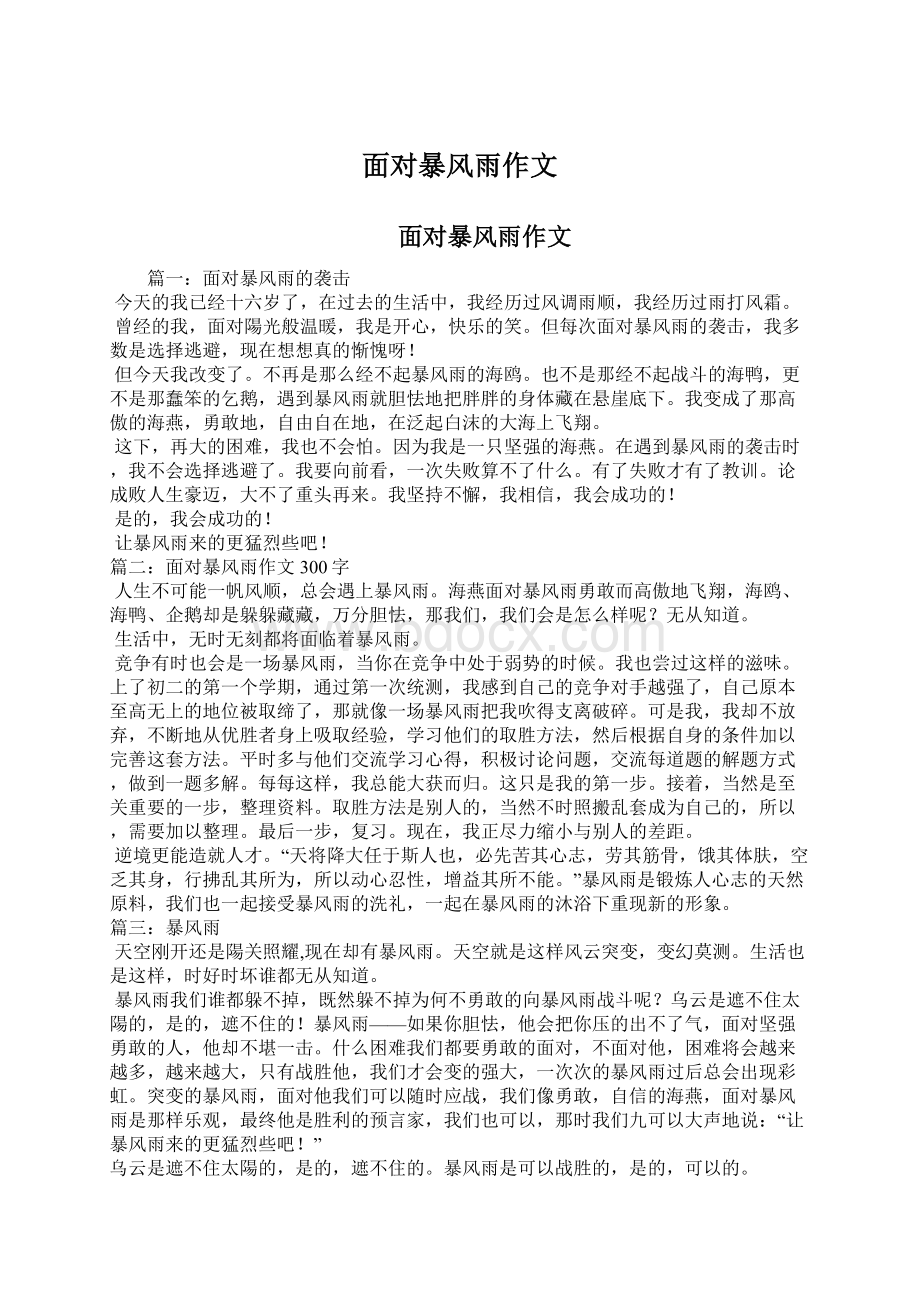 面对暴风雨作文Word格式文档下载.docx_第1页