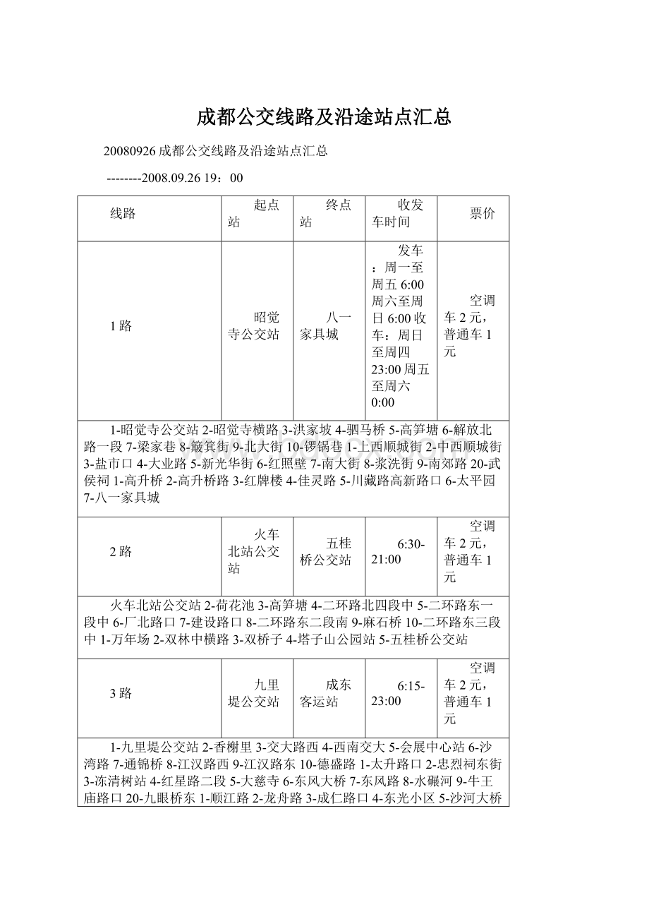 成都公交线路及沿途站点汇总文档格式.docx_第1页