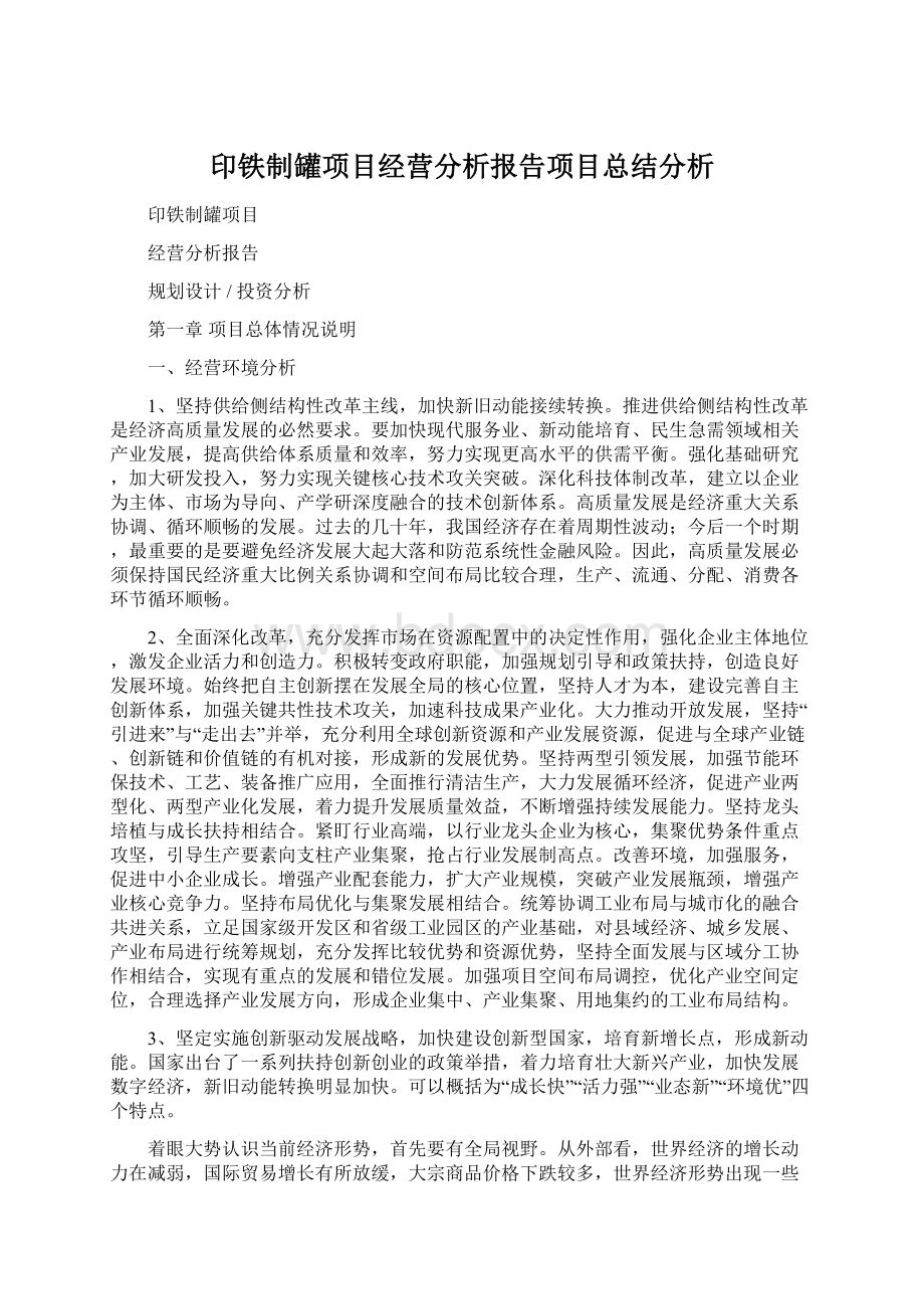 印铁制罐项目经营分析报告项目总结分析.docx_第1页