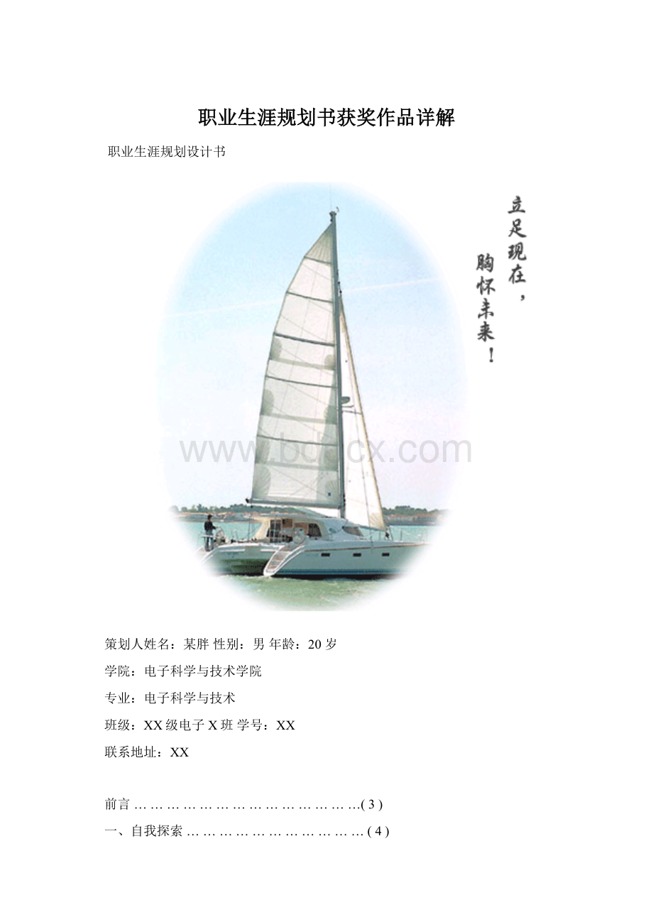 职业生涯规划书获奖作品详解Word文档下载推荐.docx