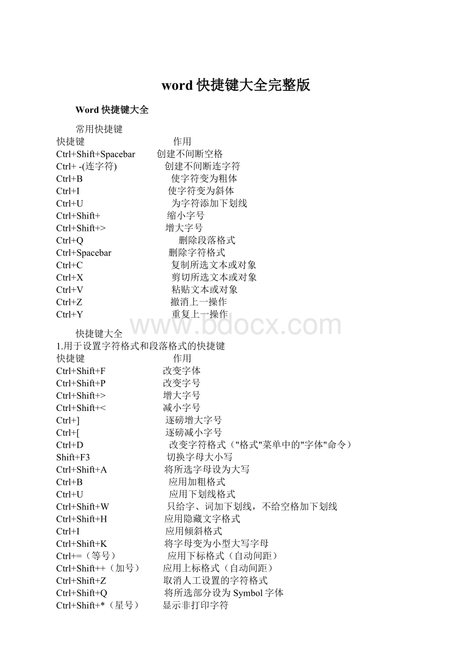 word快捷键大全完整版文档格式.docx_第1页